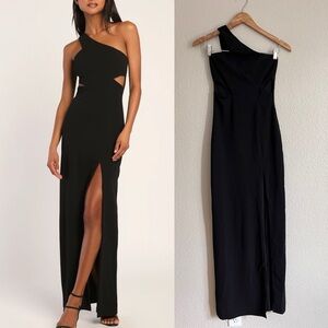 NWOT Show-Stopping Style Black One-Shoulder Cutout Maxi Dress